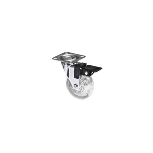 Picture of CASTOR WHEEL 50MM TRANSPARENT SWIVEL CHROME PLATE & BRAKE HILLALDAM