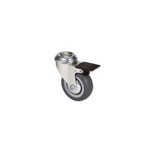 Picture of CASTOR WHEEL 100MM GREY RUBBER BOLT HOLE & BRAKE HILLALDAM