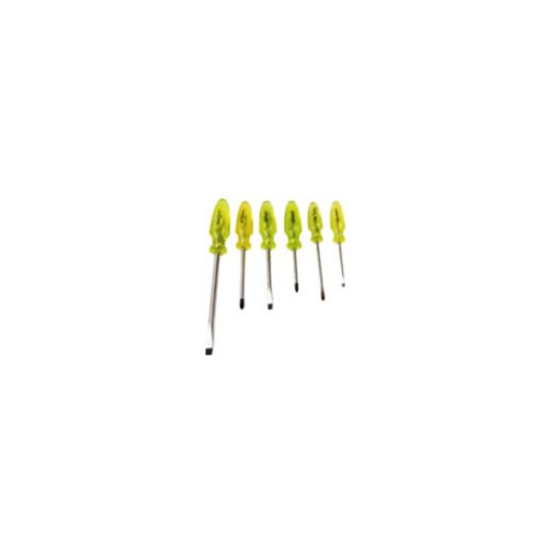 Picture of SCREWDRIVER SET: BLACK TIP WITH PLASTIC HANDLE 3.5x75MM, 4.0X100MM, 6.0X100MM, 8.0X100MM, S1 PHILLIPS 75MM, S2 PHILLIPS 100MM Q:6 MATUS