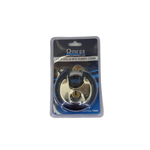 Picture of PADLOCK DISCUS STAINLESS STEEL 70MM RUBBER COVER OMEGA 