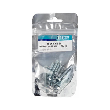 Picture of NUT 6MM & BOLT 40MM MILD STEEL ZINC PLATED Q:10 IFASTEN