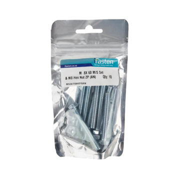 Picture of NUT 8MM & BOLT 60MM MILD STEEL ZINC PLATED Q:10 IFASTEN