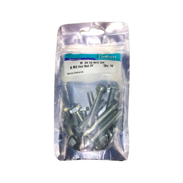 Picture of NUT 8MM & BOLT 50MM MILD STEEL ZINC PLATED Q:10 IFASTEN