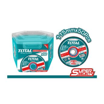 Picture of CUTTING DISC FLAT INOX METAL 115X1.2X22.2MM IN PLASTIC BOX Q:50 TOTAL TOOLS