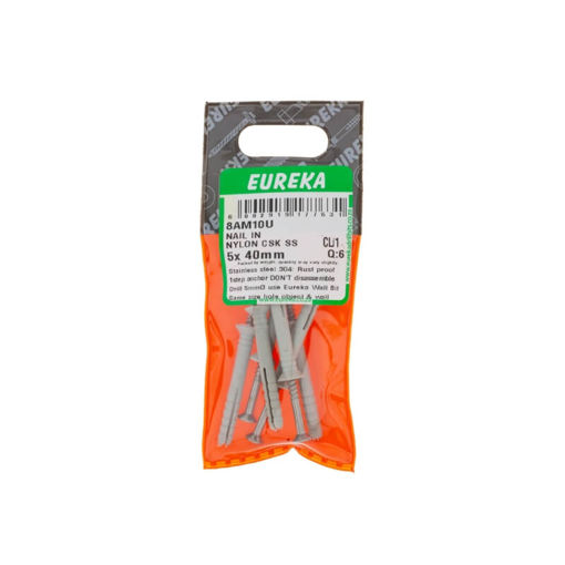 Picture of NAIL IN NYLON COUNTERSUNK STAINLESS STEEL 5X40MM Q:6 EUREKA