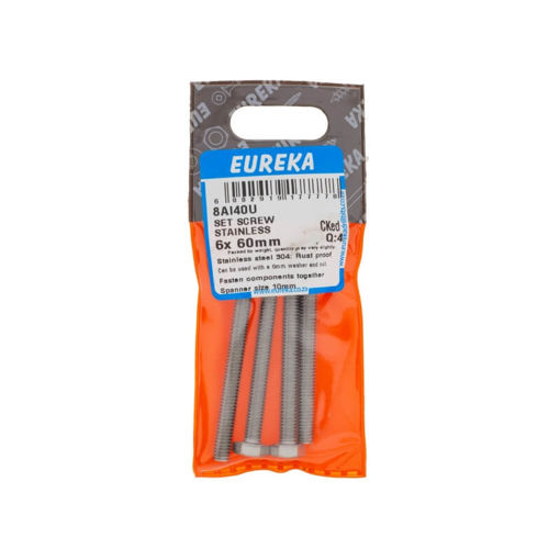 Picture of SET SCREW STAINLESS STEEL 6X60MM Q:4 EUREKA