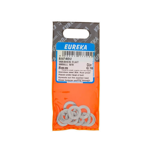 Picture of WASHER FLAT SMALL STAINLESS STEEL 8MM Q:10 EUREKA