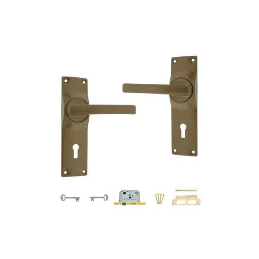Picture of LOCKSET 3 LEVER WITH ECONO GOLD HANDLE FORT KNOX