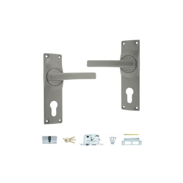Picture of LOCKSET EURO PROFILE (EP) WITH SATIN CHROME HANDLE & ECONO CHROME PLATED CYLINDER 60MM FORT KNOX