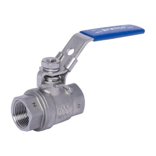 Picture of Ball Valve,Natco,2piece,full bore,DN40mm,
screwed NPT female x female,1000wog,316 stainless steel,
handlever operated