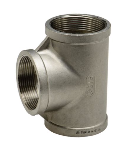 Picture of TEE EQUAL SS316 BSP THREADED 150LB 6 x F